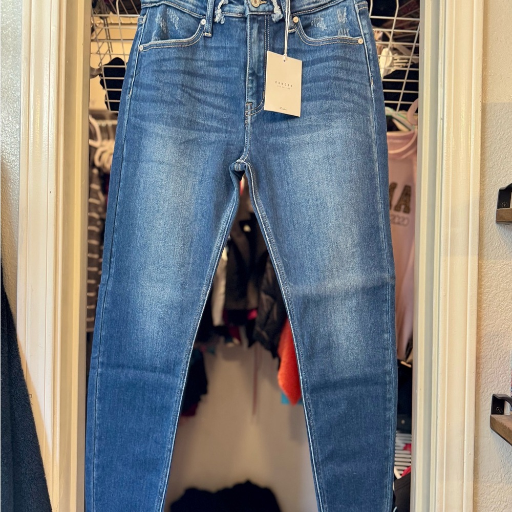 KanCan Women's High Rise Ankle Skinny Blue Jeans